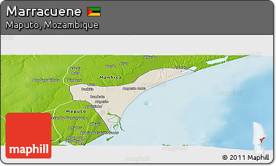 Shaded Relief Panoramic Map of Marracuene, physical outside