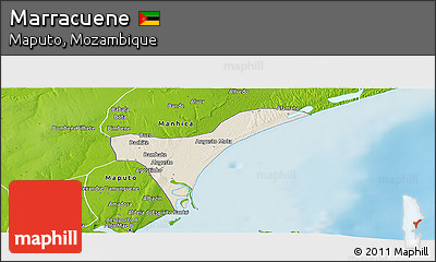 Shaded Relief Panoramic Map of Marracuene, physical outside