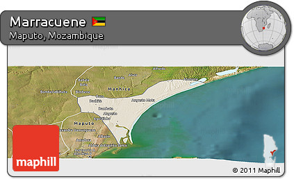 Shaded Relief Panoramic Map of Marracuene, satellite outside