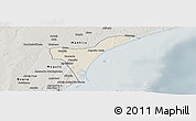 Shaded Relief Panoramic Map of Marracuene, semi-desaturated