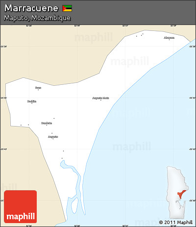 Classic Style Simple Map of Marracuene, single color outside