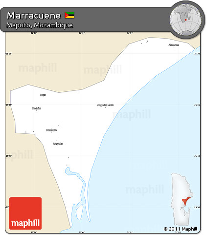 Classic Style Simple Map of Marracuene, single color outside