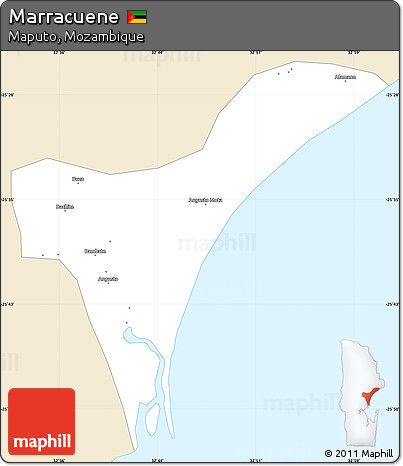 Classic Style Simple Map of Marracuene, single color outside