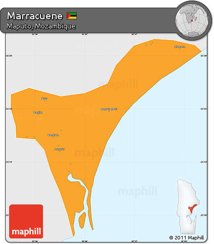 Political Simple Map of Marracuene, single color outside