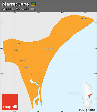 Political Simple Map of Marracuene, single color outside