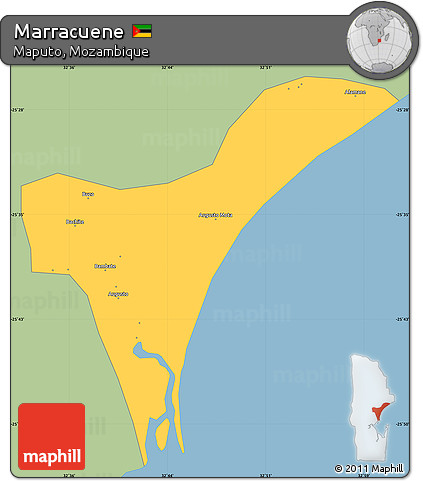 Savanna Style Simple Map of Marracuene, single color outside