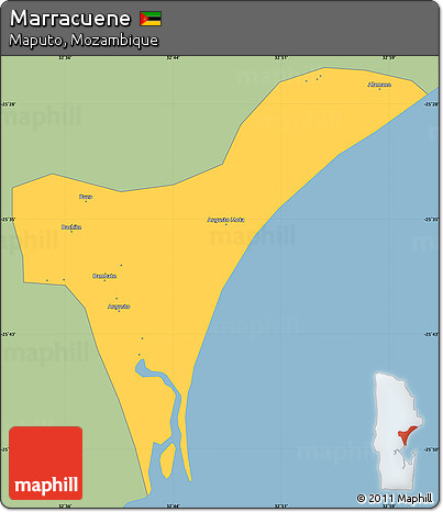 Savanna Style Simple Map of Marracuene, single color outside