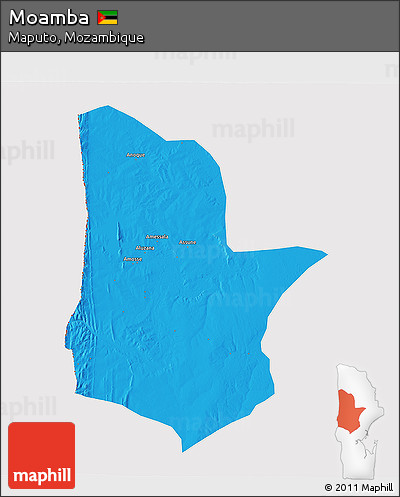 Political 3D Map of Moamba, cropped outside