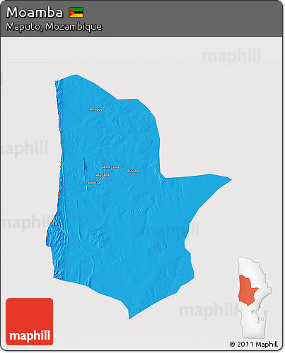 Political 3D Map of Moamba, cropped outside