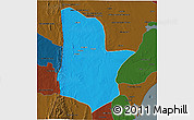Political 3D Map of Moamba, darken