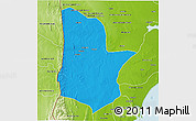 Political 3D Map of Moamba, physical outside