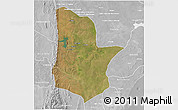 Satellite 3D Map of Moamba, lighten, desaturated