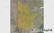 Satellite 3D Map of Moamba, semi-desaturated
