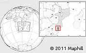 Blank Location Map of Moamba, highlighted country, highlighted parent region, within the entire country