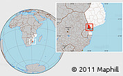 Gray Location Map of Moamba, highlighted country