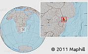 Gray Location Map of Moamba, hill shading