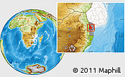 Physical Location Map of Moamba, highlighted country, highlighted parent region