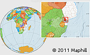 Political Location Map of Moamba, highlighted country