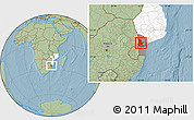 Savanna Style Location Map of Moamba, highlighted country, highlighted parent region, hill shading