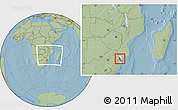 Savanna Style Location Map of Moamba, highlighted parent region, within the entire country, hill shading
