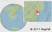 Savanna Style Location Map of Moamba, highlighted parent region, hill shading