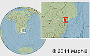 Savanna Style Location Map of Moamba, hill shading