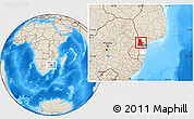 Shaded Relief Location Map of Moamba, highlighted parent region