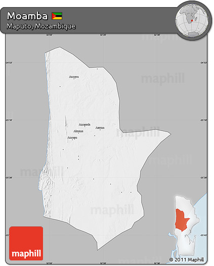 Gray Map of Moamba, single color outside