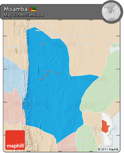 Political Map of Moamba, lighten