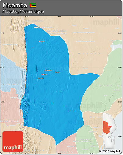 Political Map of Moamba, lighten