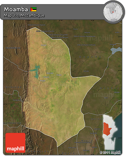 Satellite Map of Moamba, darken