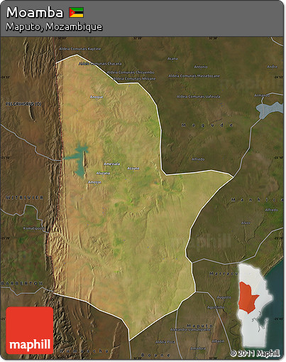 Satellite Map of Moamba, darken