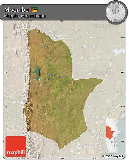 Satellite Map of Moamba, lighten