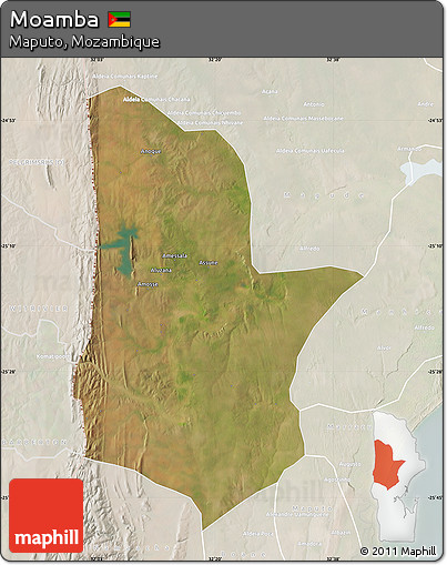 Satellite Map of Moamba, lighten