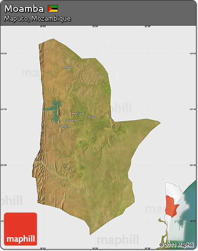 Satellite Map of Moamba, single color outside