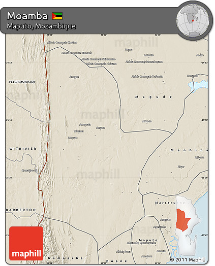 Shaded Relief Map of Moamba