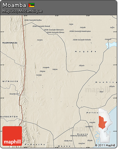Shaded Relief Map of Moamba