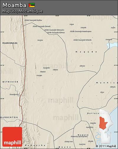 Shaded Relief Map of Moamba