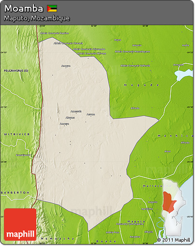 Shaded Relief Map of Moamba, physical outside