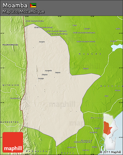 Shaded Relief Map of Moamba, physical outside