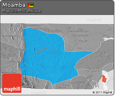 Political Panoramic Map of Moamba, desaturated