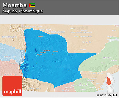 Political Panoramic Map of Moamba, lighten
