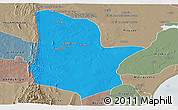 Political Panoramic Map of Moamba, semi-desaturated