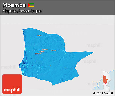 Political Panoramic Map of Moamba, single color outside