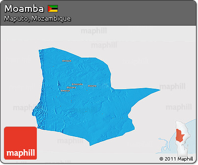 Political Panoramic Map of Moamba, single color outside