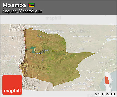 Satellite Panoramic Map of Moamba, lighten