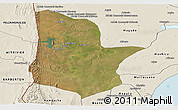 Satellite Panoramic Map of Moamba, shaded relief outside