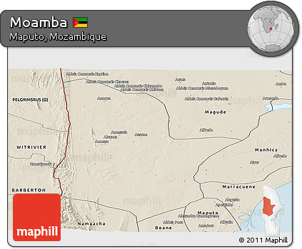 Shaded Relief Panoramic Map of Moamba