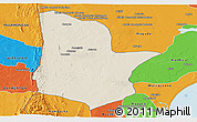 Shaded Relief Panoramic Map of Moamba, political outside