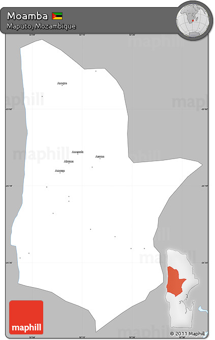 Gray Simple Map of Moamba, single color outside
